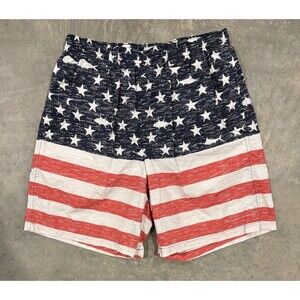 Columbia PFG Swim Trunks Mens S Small Shorts Red White Blue USA Fish American